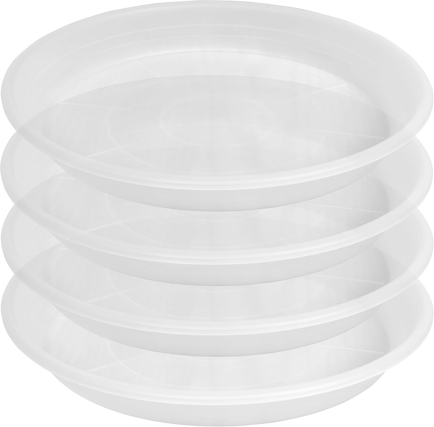 4 Pack of 16 inch Plant Saucer, Large Plant Tray, Heavy Sturdy Plant Drainage Tray for Indoors, Bird Bath Bowls, Sturdy Plastic Pot Tray for Planter (Clear)