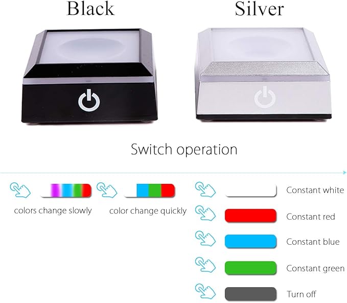 Qianwei Flower of Life Crystal Sphere with Led Colorful Lighting Touch Base, Sacred Geometry Crystal Ball Starlight Magic, Feng Shui Decor Laser Engraved Seek of Flower Inside A Sphere