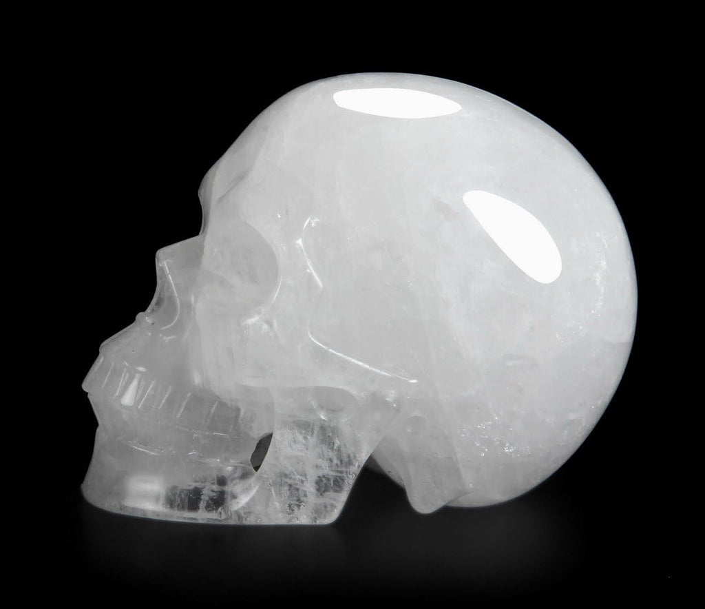 Huge 5.0" Angolan Quartz Rock Crystal Carved Crystal Skull, Realistic.