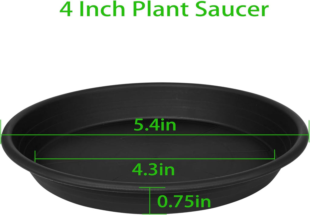 6 Pack Plant Saucers for Indoors, 4 5 6 7 8 9 10 11 12 13 15 17 19 inch Plant Water Catcher Tray, Heavy Sturdy Plant Drainage Tray for Indoors, Flower Saucers for Nursery Pots (5", Black)