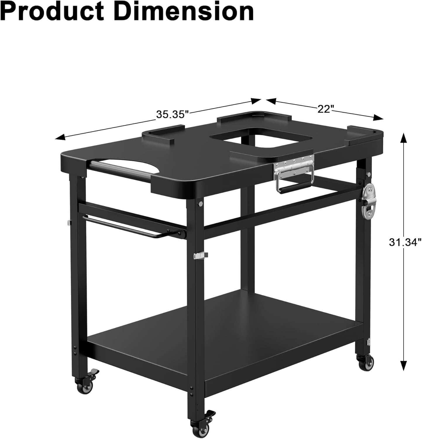 LS'BABQ Grill Stand for Ninja Woodfire Outdoor Grill and Smoker Pizza Oven Accessories,Foldable Grill Cart Table for Ninja XSKUNSTAND OG700 OG800 OG900 OO101 Series with Wheels,Black, GTFN117