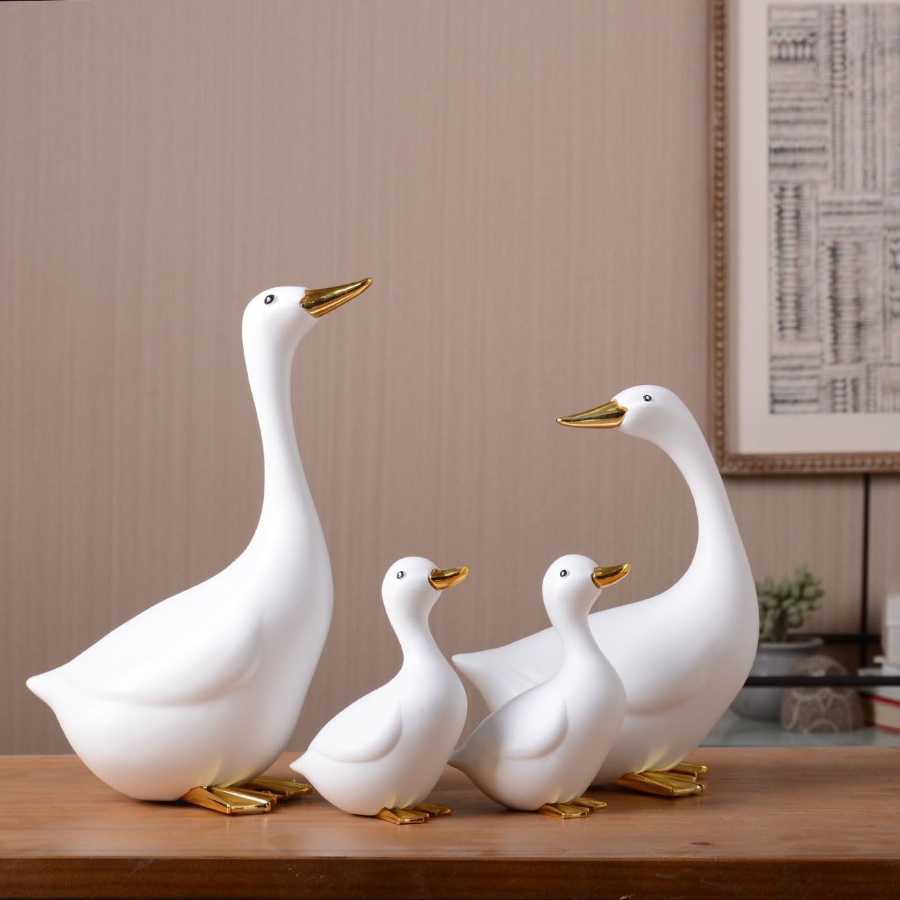 Duck Decor Figurine Animal Statue Gifts Modern Sculpture Ornament Polyresin Arts 9.8 inch