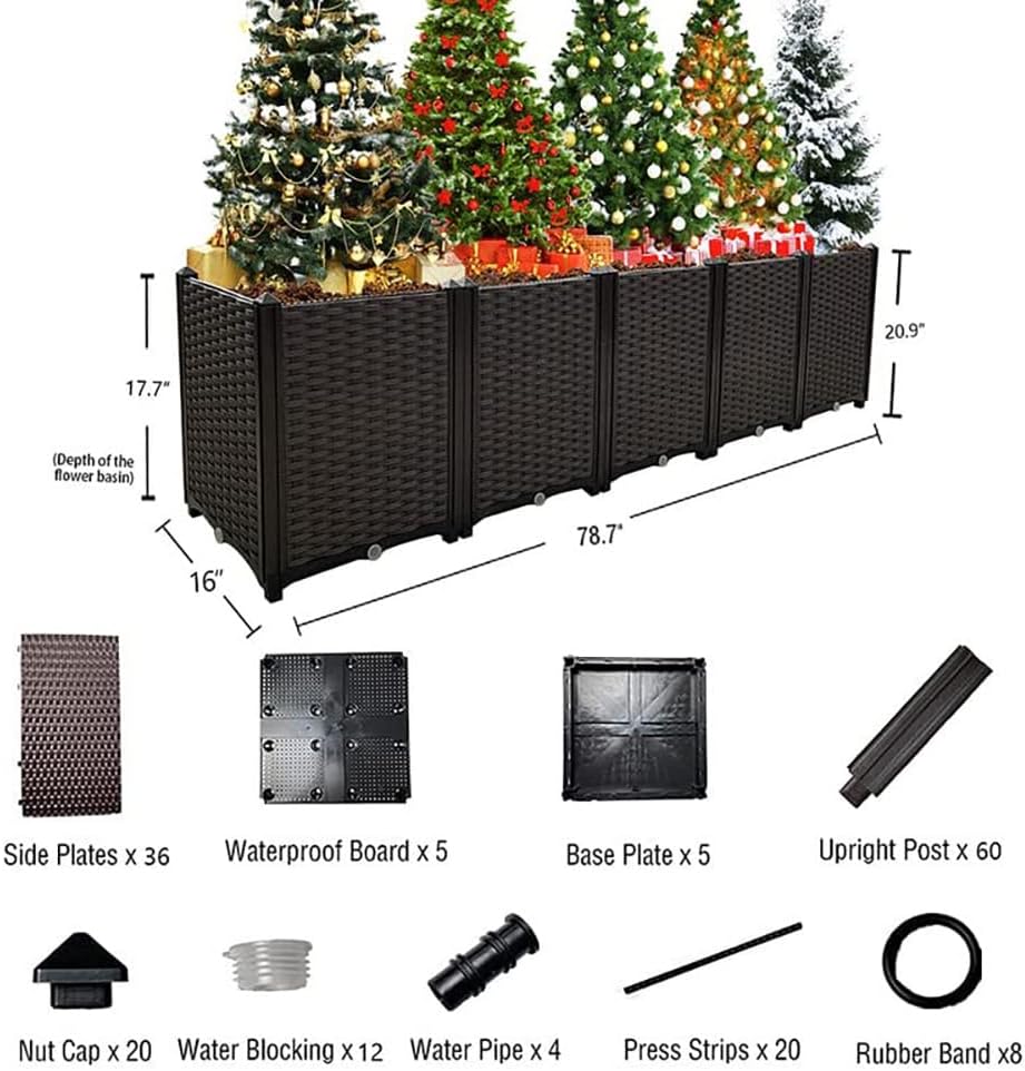 Large Planters for Outdoor Plants Raised Garden Bed Elevated Rectangular Garden Box Kits for Gardening, Vegetables, Flowers and Herbs in Backyard Patio Balcony