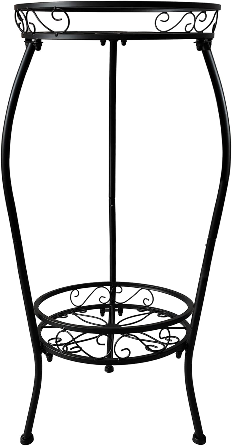 Metal Plant Stand 2 Tier Indoor Outdoor, Tall Flower Pot Shelf Rustproof Stable Heavy Duty Corner Stand, 28 inch Multiple Plant Display Rack for Living Room Patio Balcony Garden