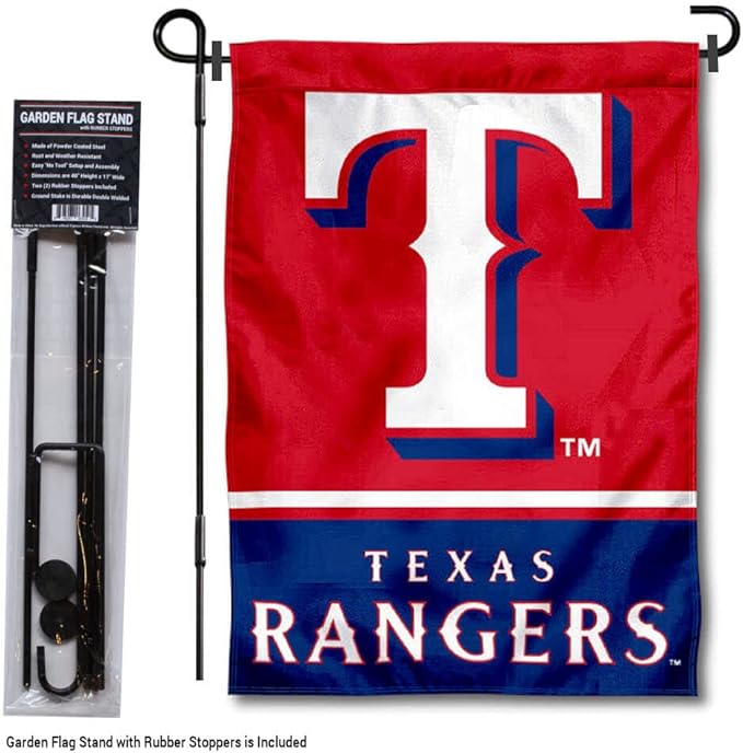 WinCraft Texas Rangers Garden Flag with Stand Holder