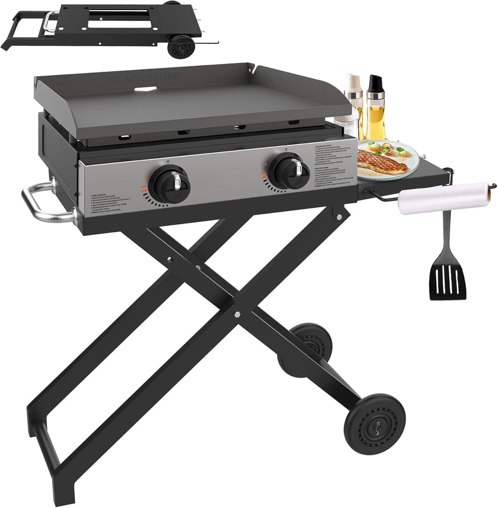 KEESHA Foldable Grill Stand for Blackstone 22'' and 17'' Griddle 1814 1971 1832 1666 1840, Portable Grill Cart Table for Outdoor and Indoor with Wheels