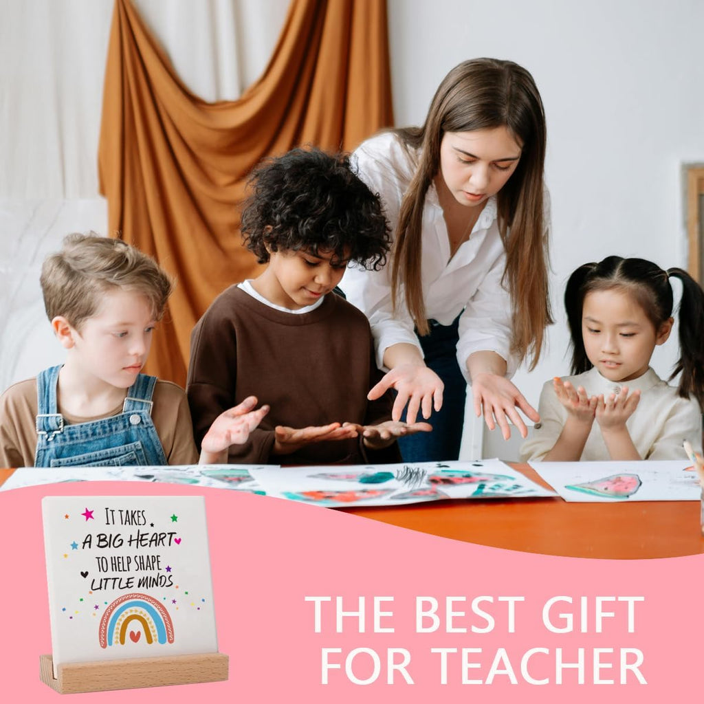 Teacher Appreciation Gifts Graduation Birthday Gifts for Teacher Mentor Coach- It takes a big heart to shape little minds -Teacher's Day Gifts Teacher Decor Ceramic Plaques