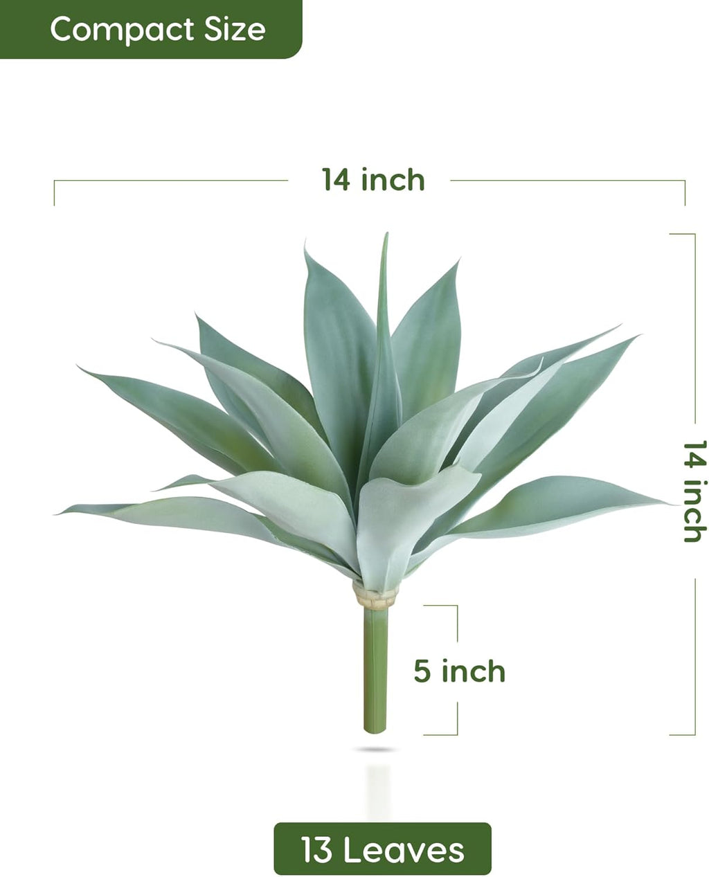 Velener Artificial Outdoor Blue Agave Plant - Small Size UV Resistant Fake Agave Plants for Indoor and Outdoor Decor(14 Inch)-2 Pack