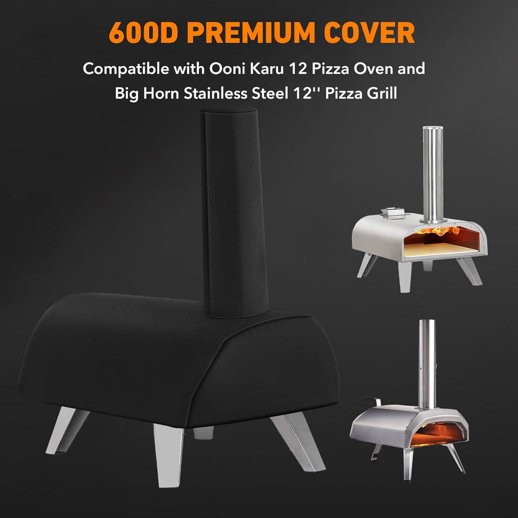 ZBXFCSH Heavy Duty 600D Polyester Cover Compatible with Ooni Karu 12 Pizza Oven Aidpiza 12" Wood Pellet Pizza ovens and Big Horn Stainless Steel 12'' Pizza Grill Oven Accessories