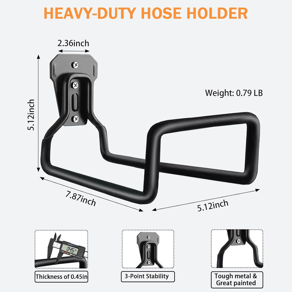 Metal Garden Hose Holder, Wall Mounted Water Hose Holder for Outside Yard, Sturdy Hose Reel Hooks-3 Pack