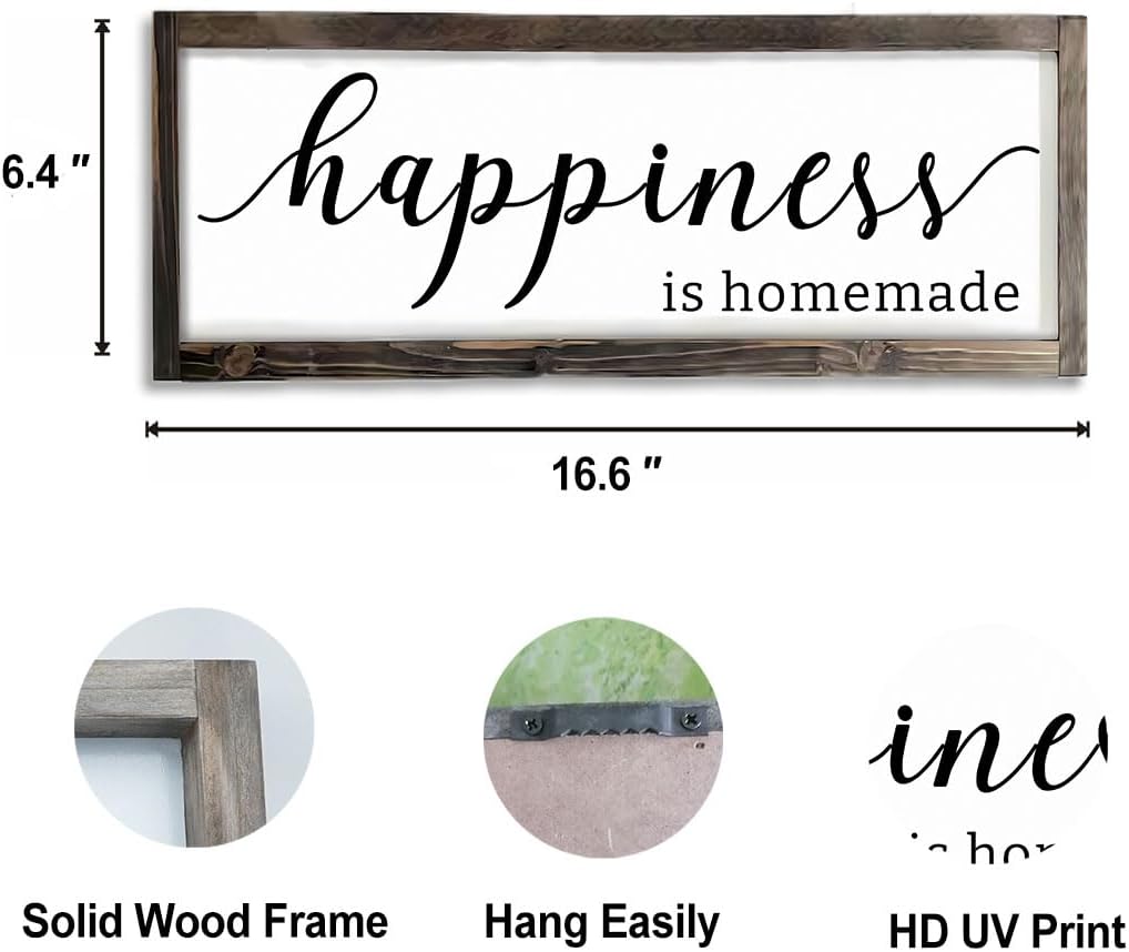 Dazingart Happiness is Homemade Sign, Farmhouse Kitchen Sign,Rustic Wooden Kitchen Wall Decor for Dining Room (Happiness)