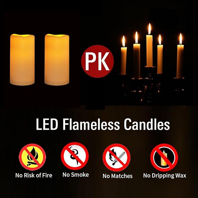 12PACK Waterproof Flameless Candles with Remote Control Candle, Battery Operated Flickering LED Pillar Candle Plastic,Large Size(D3 x H5.5) for Outdoor/Indoor Decoration Wedding, Party, Birthday