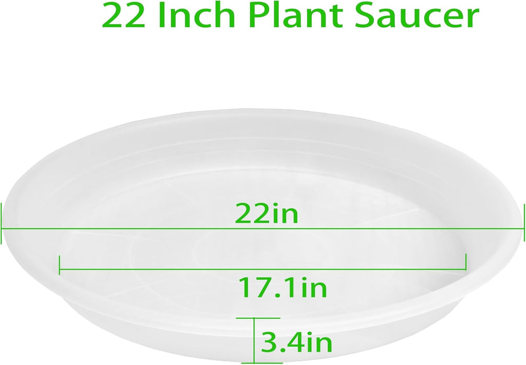 Plant Saucer - 2 Pack 22 Inch Extra Large Durable Plastic Plant Trays Clear, Extra-Deep 3.4" Plant Tray, Bird Bath Bowls for Garden