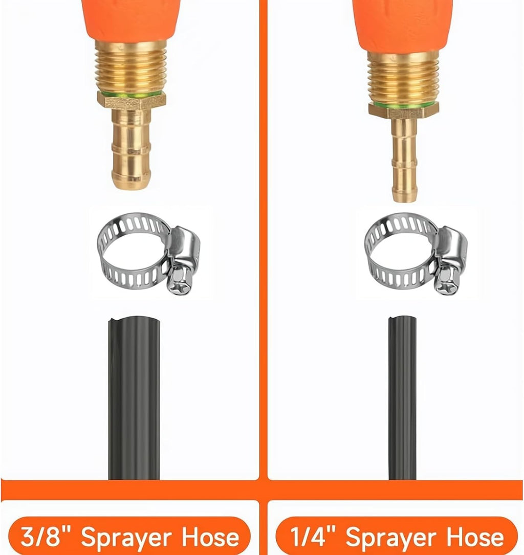 All Metal 44 Inches Replacement Sprayer Wand, 1/4" & 3/8" Brass Barb Sprayer Wand Replacement Built-in Shut Valve Stainless Steel Sprayer Wand. (All Metal Sprayer Wand)