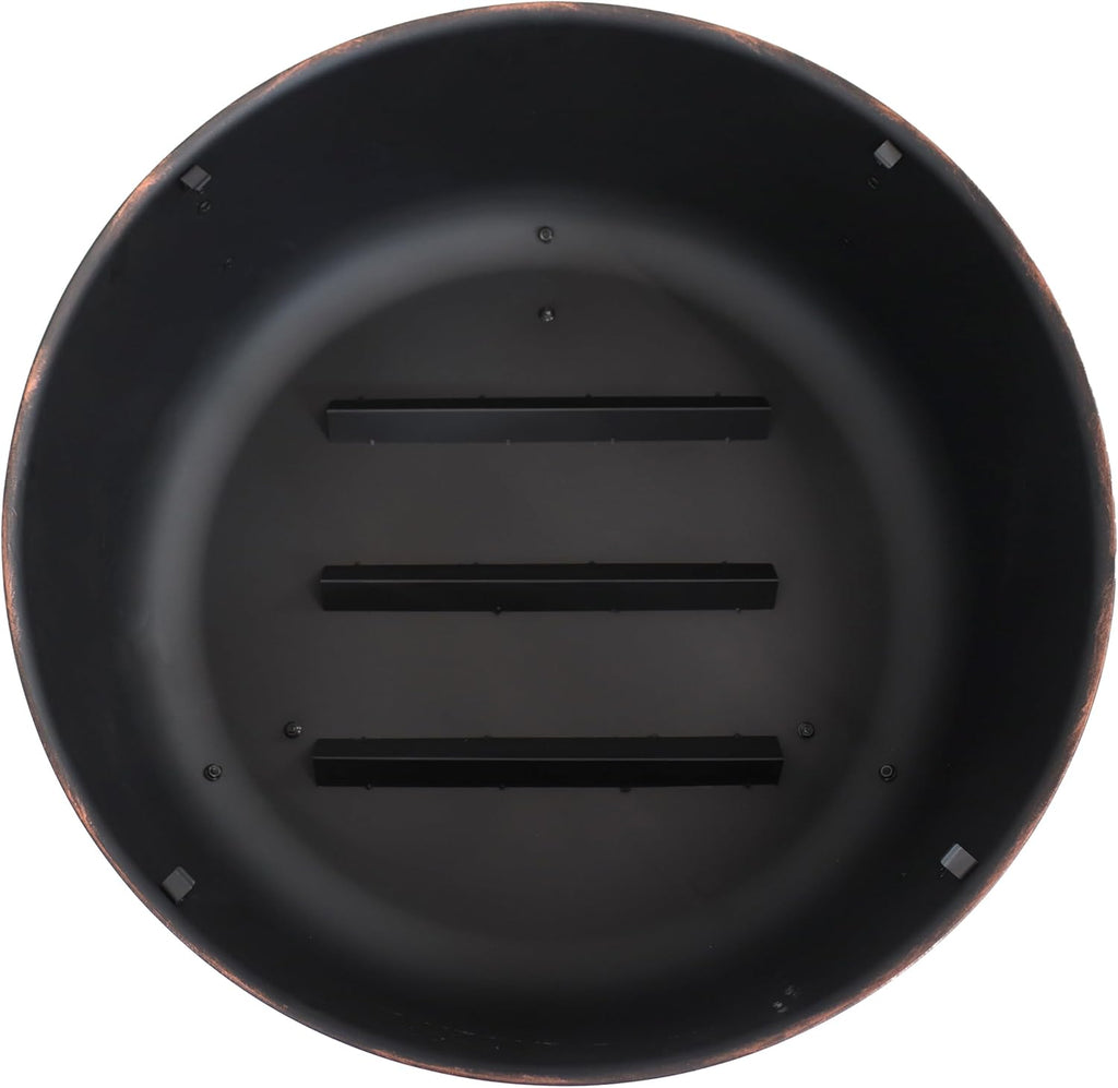 Sunnydaze 24-Inch Heavy-Duty Steel Cauldron Fire Pit - Includes Spark Screen and Protective Cover - Brushed Bronze