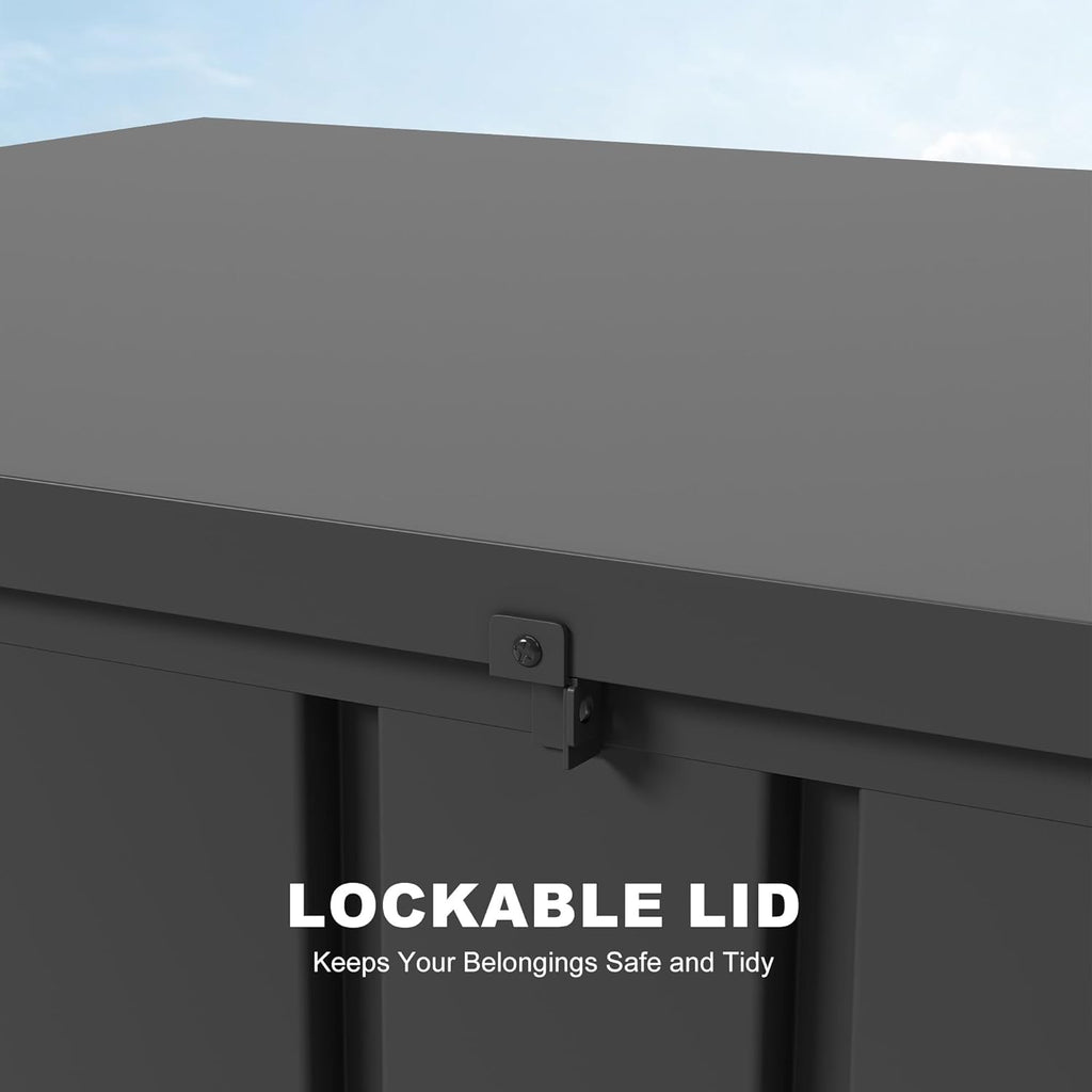 PURPLE LEAF Outdoor Deck Box 150 Gallon Waterproof Lockable Storage Box Container with Lid Deck Organization for Patio Cushions Side Table Pool Accessories Garden Tools, Gray