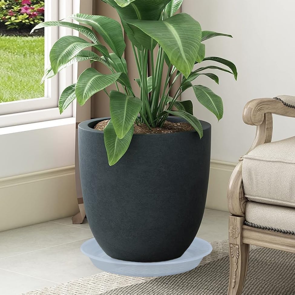 2 Pack Clear Plant Saucer Drip Tray 13 14 inch, Large Plastic Flower Planter Saucers and Drip Trays for Indoors Outdoors, Heavy Durable Plant Plate Water Catcher (14", Clear)