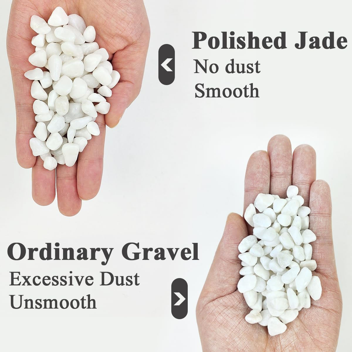 10LB Succulent and Cactus Gravel Pebbles, 3/8 Inch Natural Decorative Polished Stones, River Rocks for Plants, Vases, Aquariums, Terrarium and Outdoor Gardening, White