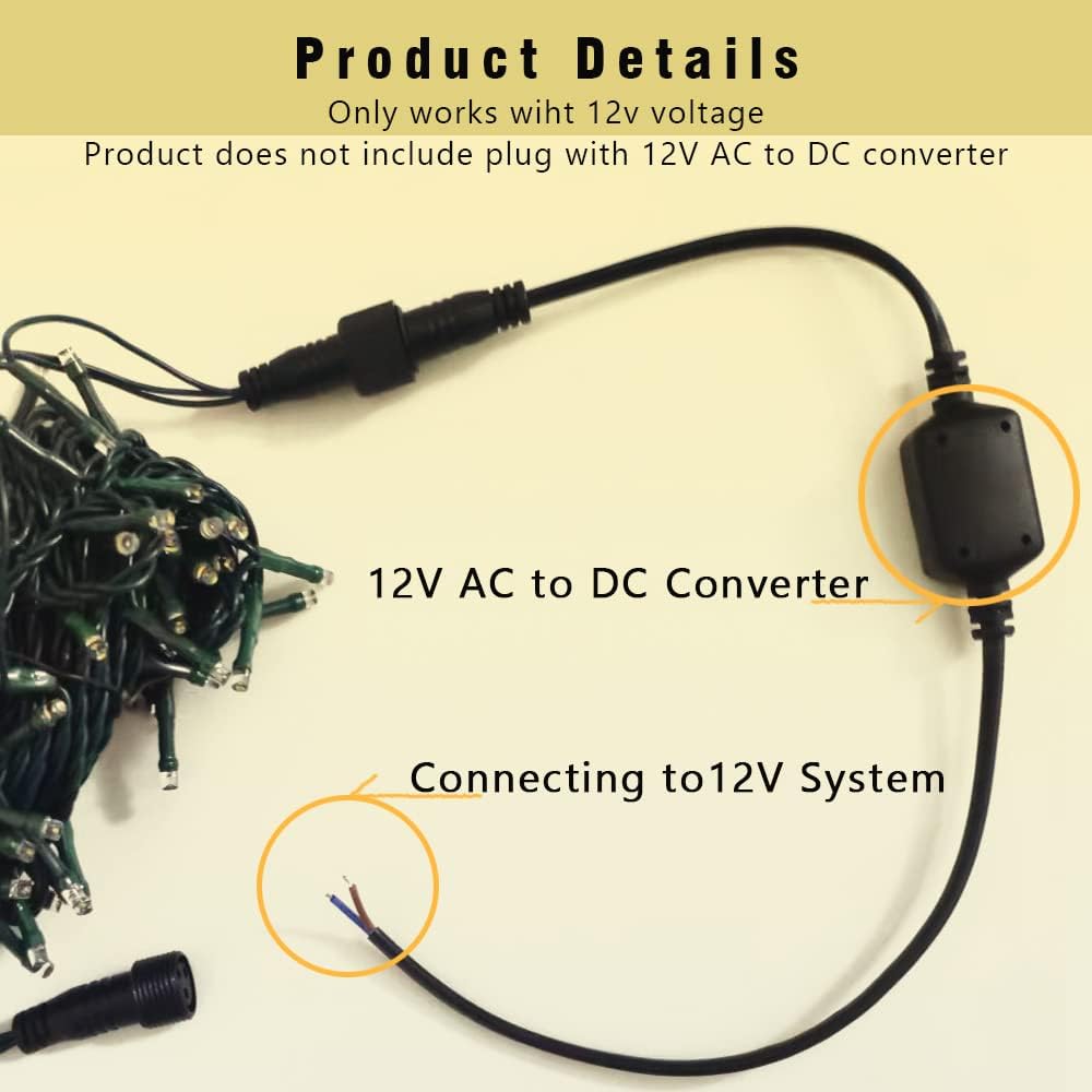 12V Outdoor String Lights（Warm White）- Low Voltage Outdoor String Lights -Works with Low Voltage Landscape Lighting Systems -for Holiday Decorations, Christmas Tree Lights Holiday Party Wedding