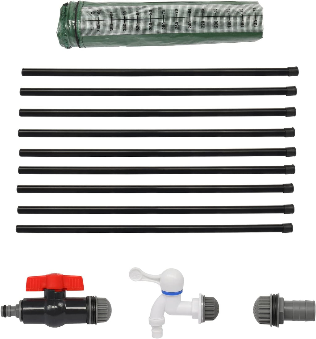 100 Gallon Collapsible Rain Barrel, Rain Catcher Barrel, Portable Rainwater Collection System with Volume Scale Mark, Two Spigots and Overflow Kit, Rain Water Barrel Collector for Garden, Green