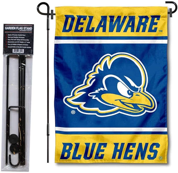 College Flags & Banners Co. Delaware Blue Hens Garden Flag with Stand Holder