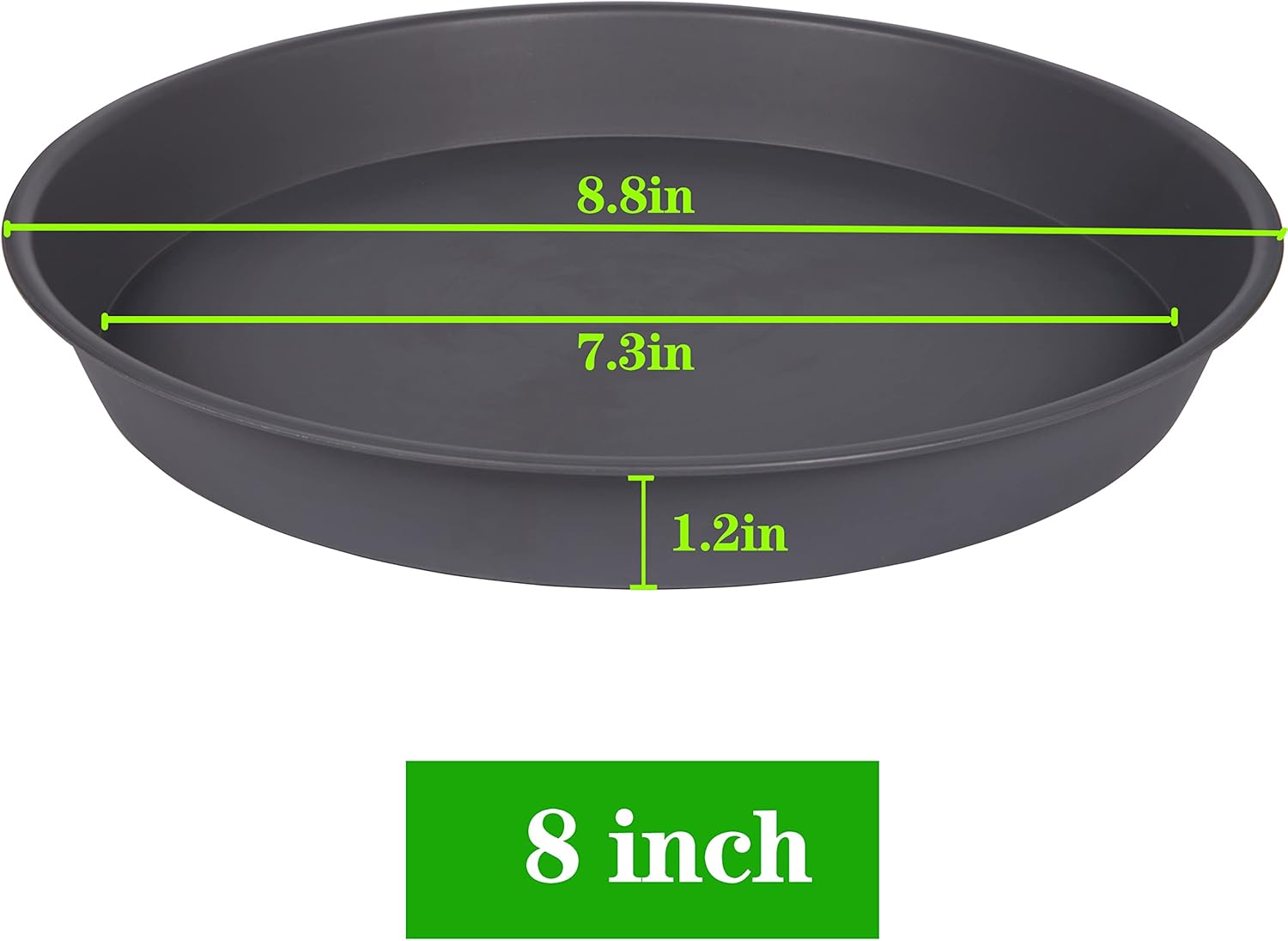 6 Pack of 7 8 inch Plant Saucer, Heavy Duty Plastic Plant Water Tray 8 inch Round, Flower Plant Saucers for Indoors No Holes, Plant Dishes Saucer for Planter 7"/8" (8", Cement Gray)