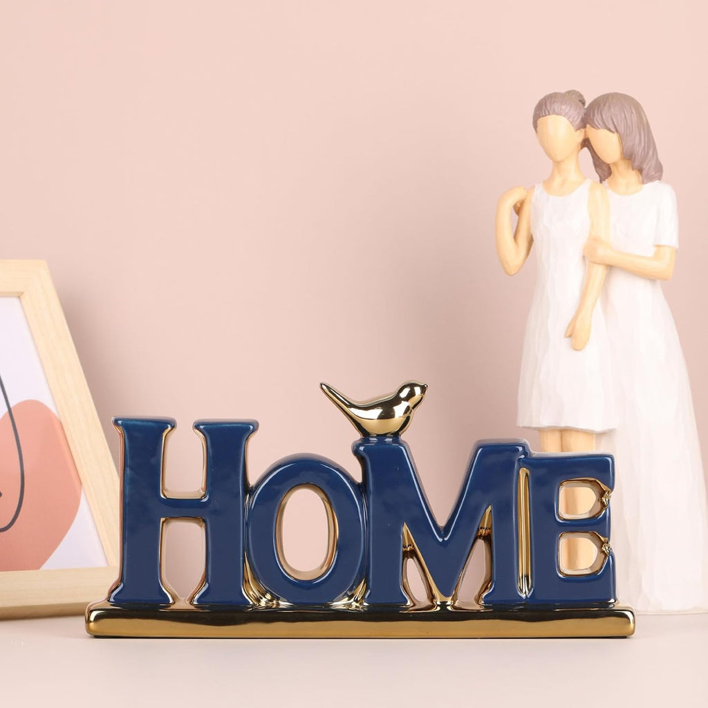 Love Sign Decoration,Blue and Gold Love Signs for Home Decor Statue,Gold Bird Sculpture Personalized Love Decor,Gold Style Figurine Decorative Ornaments for Living Room,Bedroom,Desktop,Cabinets