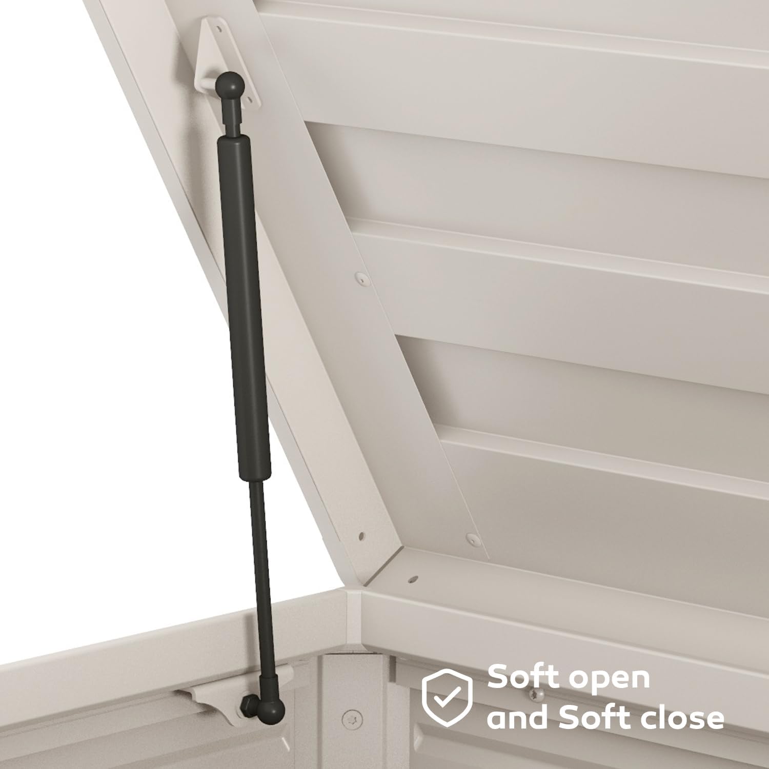 175 Gallon Outdoor Storage Box Waterproof with Wheels, Metal Deck Box for Patio Furniture, Garden Tools, Outdoor Cushion, Latte