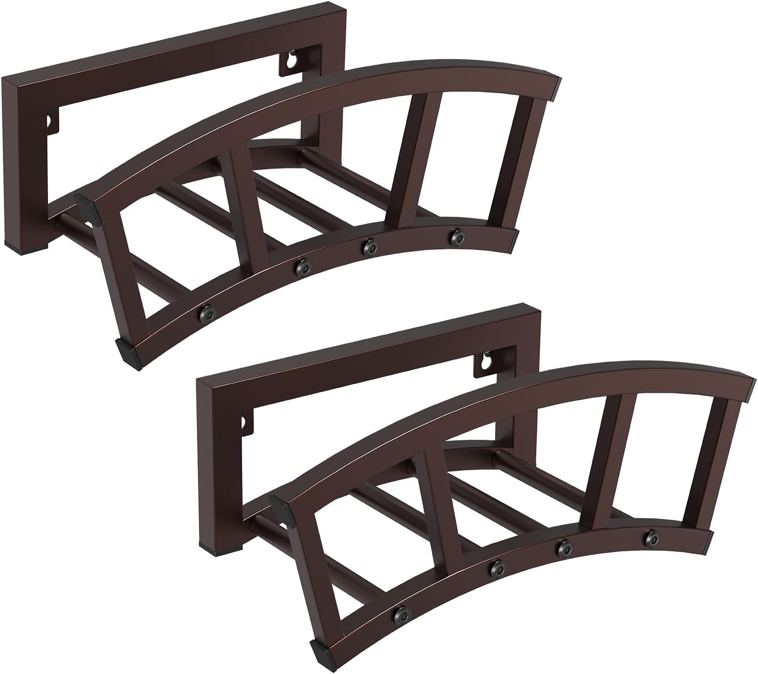 2 Pack Garden Hose Holder Wall Mounted, Outdoor Heavy Duty Metal Water Hose Holder Hanger Holds 125-ft Water Pipe, Sturdy Detachable Hose Storage Organizer Reel Rack for Outside Garden Lawn, Bronze
