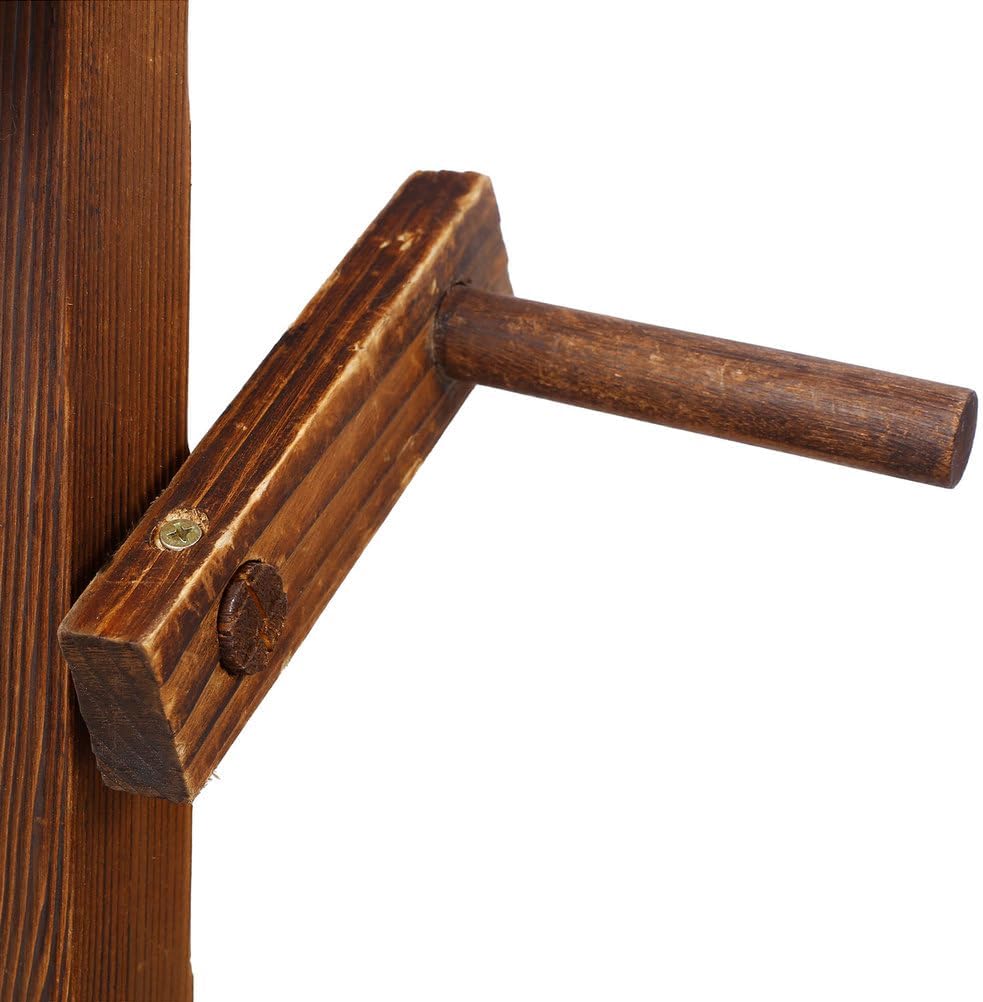 Wooden Wishing Well Planter for Outside with Hanging Bucket & 4 Reinforced Rods, Rustic Garden Yard Patio Decor, Extra-Large 25" x 25" x 53" Well Cover, Deep Carbonized Fir, Brown