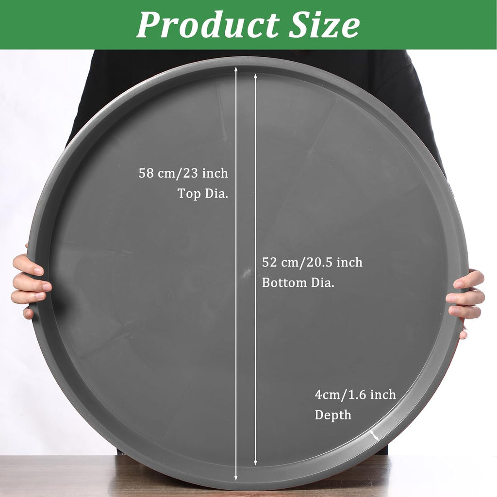 Eccliy 6 Pack Plastic Plant Saucer Heavy Duty Planter Saucers Large Plant Pot Saucers Plastic Water Trays for Indoors and Outdoors Flower Plant Plant Drip (Gray,23 Inch)