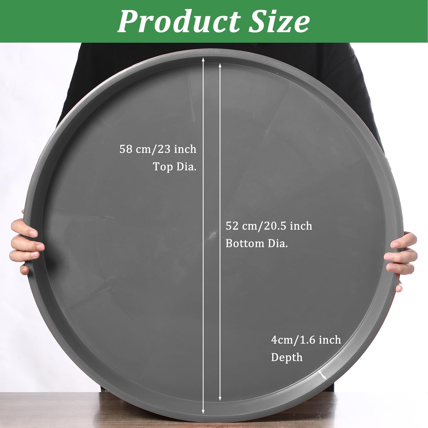 Eccliy 6 Pack Plastic Plant Saucer Heavy Duty Planter Saucers Large Plant Pot Saucers Plastic Water Trays for Indoors and Outdoors Flower Plant Plant Drip (Gray,23 Inch)