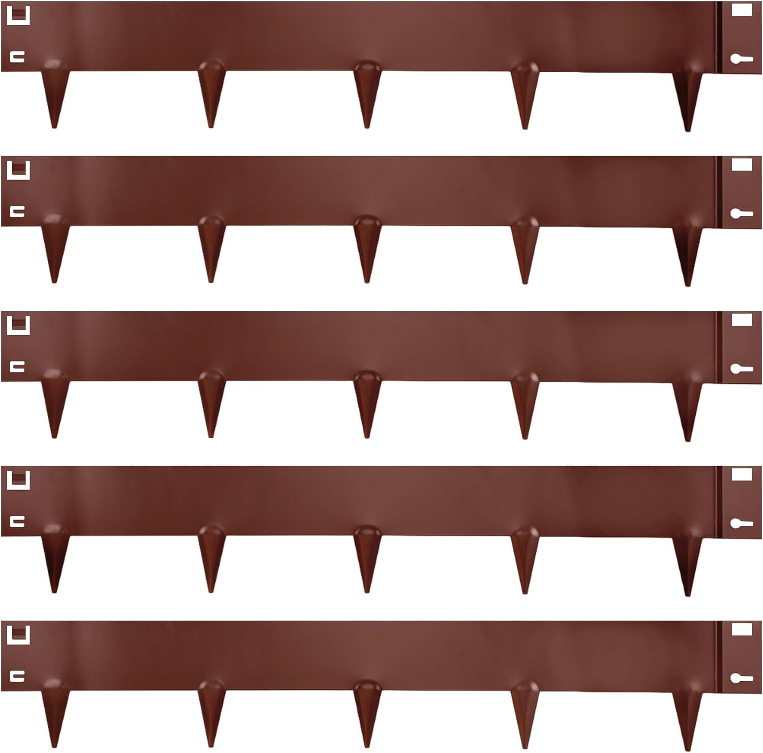 5 Pack Metal Landscape Edging, 42”L x 7”H Brown Bendable Steel Lawn Garden Edging Border, No Dig Edging for Landscaping Yard Pathway (16.5 Ft Total)