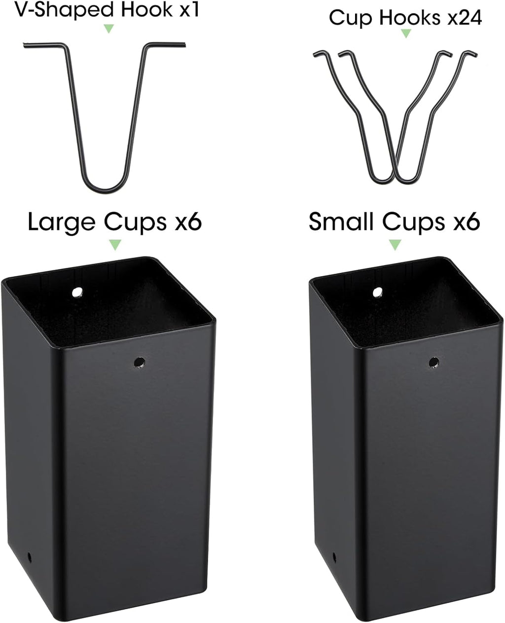 TE DEUM Aluminum Rain Chain, 8.5 Feet Length, 2.36inch Big Size Cup, Black Powder Coated, Functional and Decorative Replacement for Gutter Downspouts, V Gutter Clip Included, Black, 12 Cups