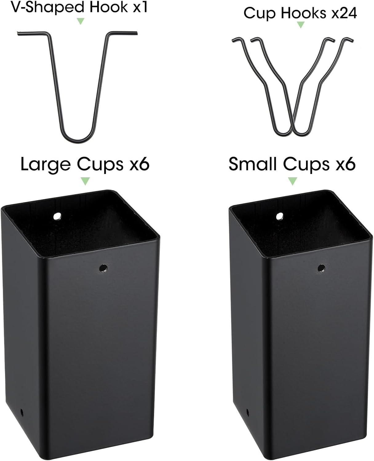 TE DEUM Aluminum Rain Chain, 8.5 Feet Length, 2.36inch Big Size Cup, Black Powder Coated, Functional and Decorative Replacement for Gutter Downspouts, V Gutter Clip Included, Black, 12 Cups