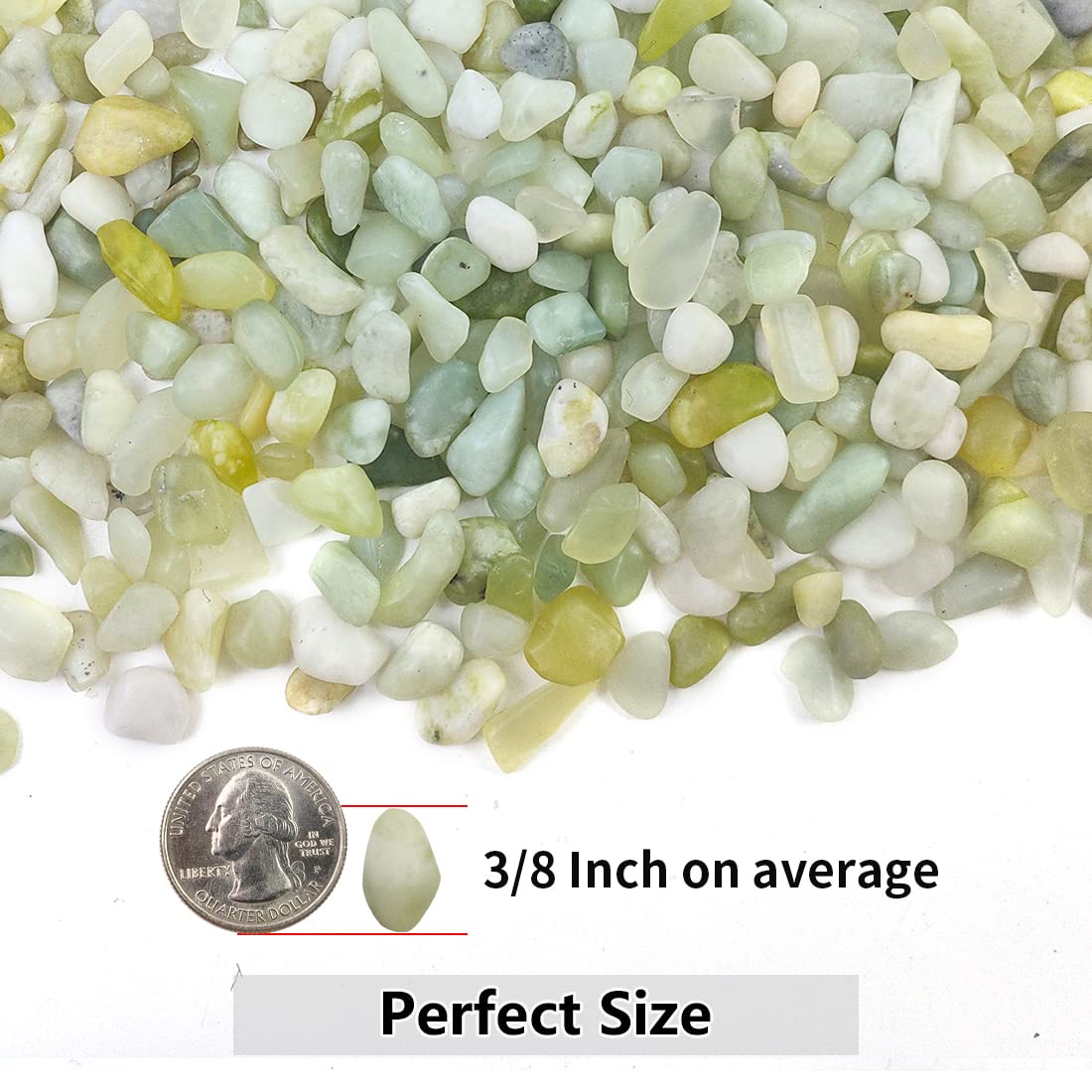 10LB Succulent and Cactus Jade Pebbles, 3/8 Inch Natural Decorative Polished Stones, River Rocks for Indoor Plants, Vases, Planters and Outdoor Gardening