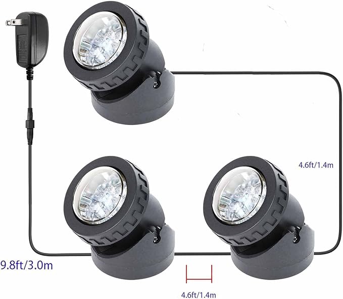 Pond Lights Underwater LED RGB Colored Fountain Lights IP68 Waterproof Spotlight Timing Adjustable Submersible Spot Lights for Fish Pond Garden Lawn Yard Waterfall (Set of 3)