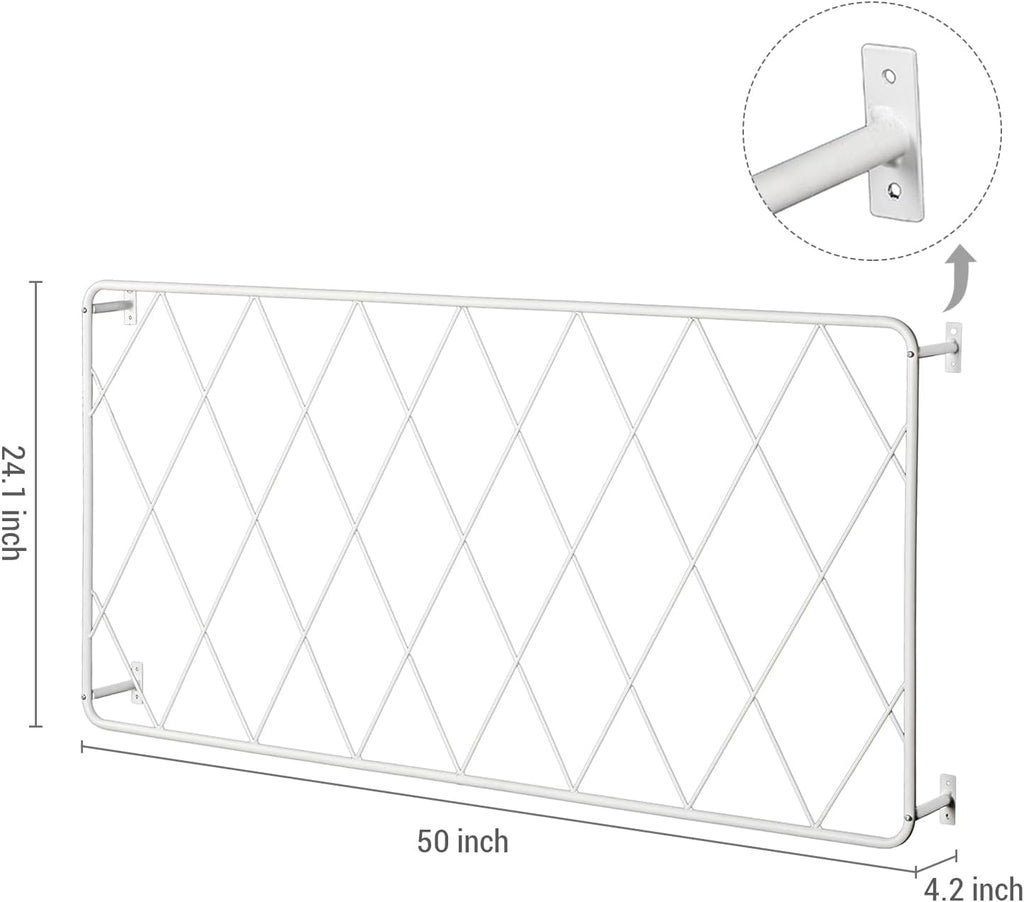 MyGift 50 by 24 Inch Wall Mounted Garden Trellis with White Metal Diamond Screen, Hanging Lattice Support Frame for Outdoor or Indoor Climbing Plant Vines, Set of 2 Panels