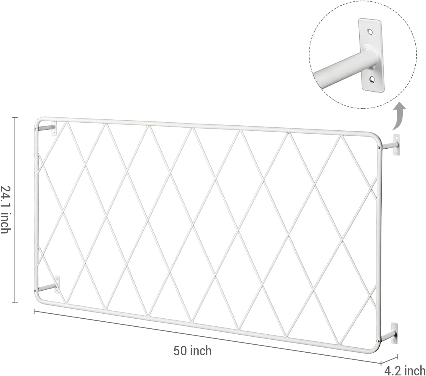 MyGift 50 by 24 Inch Wall Mounted Garden Trellis with White Metal Diamond Screen, Hanging Lattice Support Frame for Outdoor or Indoor Climbing Plant Vines, Set of 2 Panels