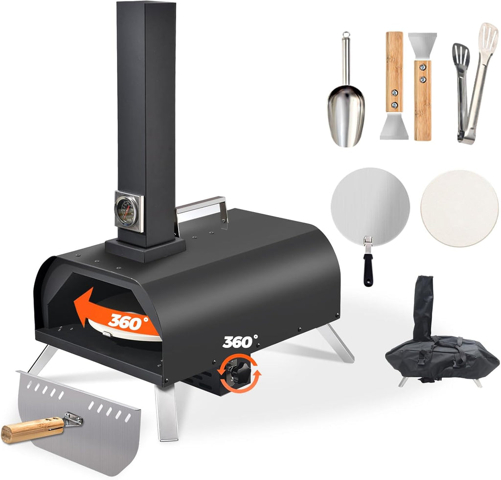 1112 Temp 11-inch Pizza Oven Rotating Pizza Stone 360 ℃ Outdoor Pizza Oven Wood Pizza Oven Outdoor Ovens For The Backyard