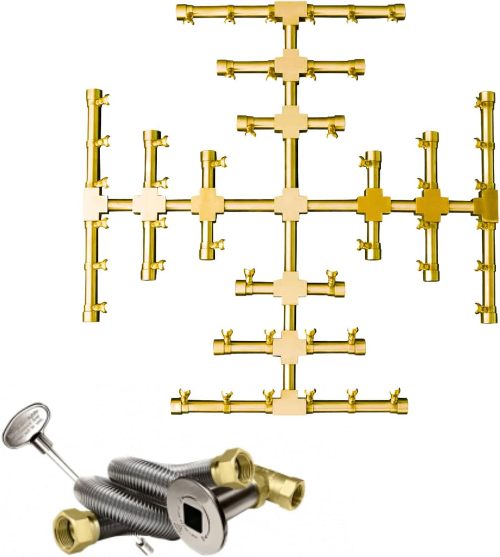 25" Inch Brass Jet Burner for Round & Square Fire Pit - Natural Gas or Propane Fire Pit Fireplace - Premium Fire Pit Burner for Outdoor (25" Inch, Propane)