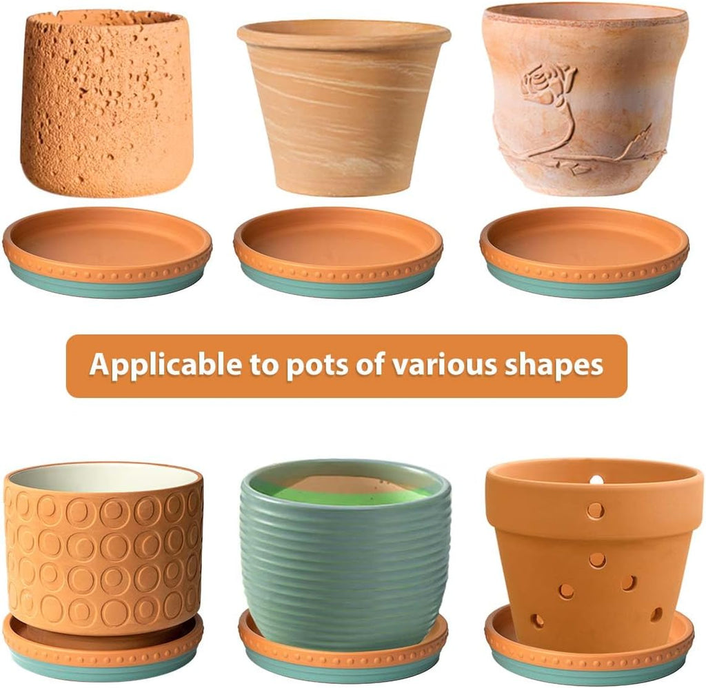 YBX 8-inch Plant Saucer Premium Terracotta Saucer Round Ceramic Plant Trays, Pack of 2 (Turquoise/Terracotta)