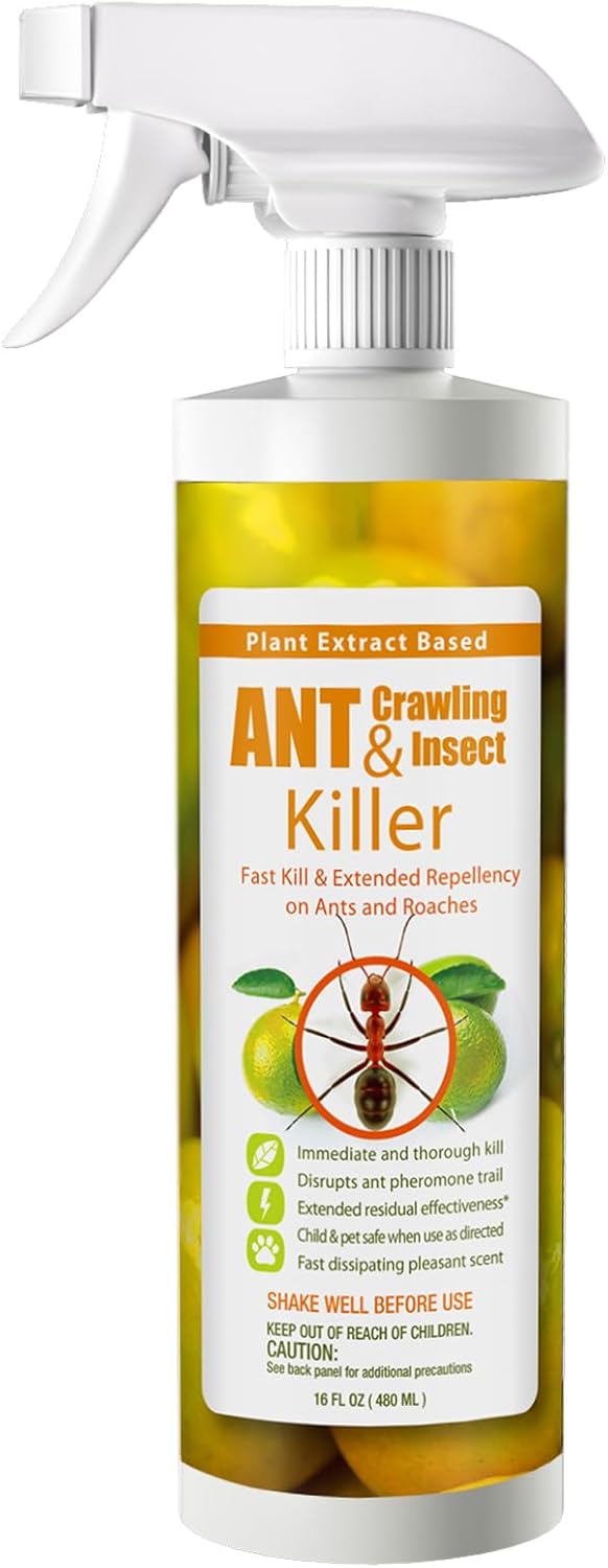 EcoVenger Ant Killer & Crawling Insect Killer (Citrus Scent) 16 oz, Kills Fast in Minutes, Also Kills Spiders, Centipedes & More, Repels with Residual, Natural & Non-Toxic, Safe for Children & Pets