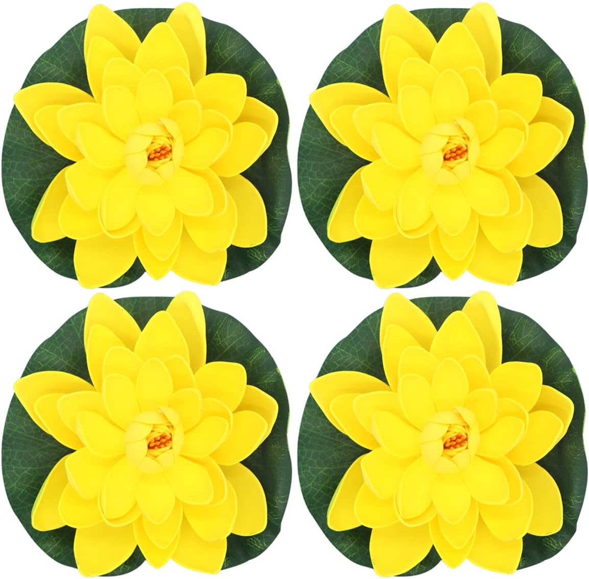 FZBNSRKO Artificial Lotus,4PCS 7.1" Inch Floating Foam Lotus Flowers for Pool,Realistic Water Lily Pads for Home Outdoor Patio Pond Wedding Party Decorations,Yellow