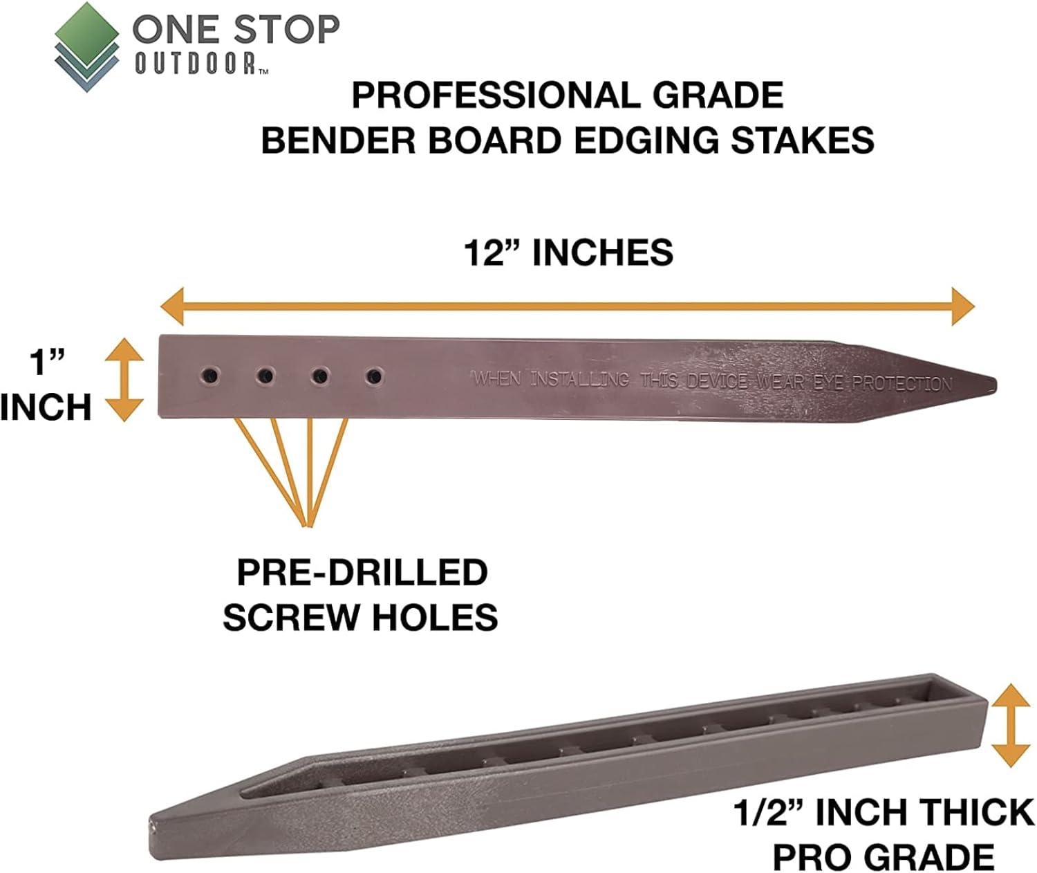 One Stop Outdoor (20-Pack) Heavy Duty, Brown Landscape Lawn & Garden Border Edging Stakes - Easy Install Terrace & Bender Board (20)