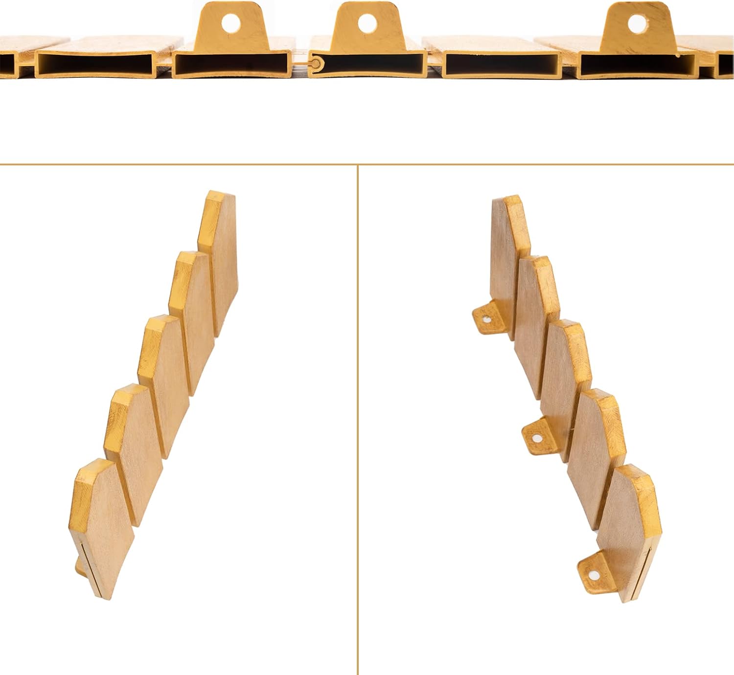 Landscape Edging Kit 6.7 in Tall Decorative Double-Sided Wood-Look Fence Garden Border, Flower Bed Edging with 30 Anchoring Spikes, 13.9 Foot Kit (Wood)