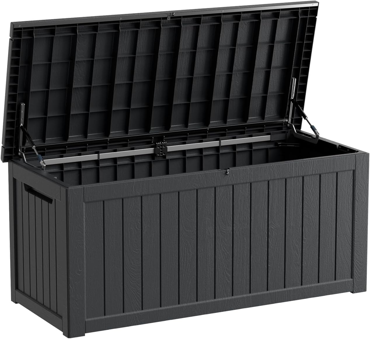 270 Gallon Waterproof Deck Box, Lockable Resin Storage Box for Patio Furniture Cushions Garden Tools and Outdoor Delivery Storage, Black