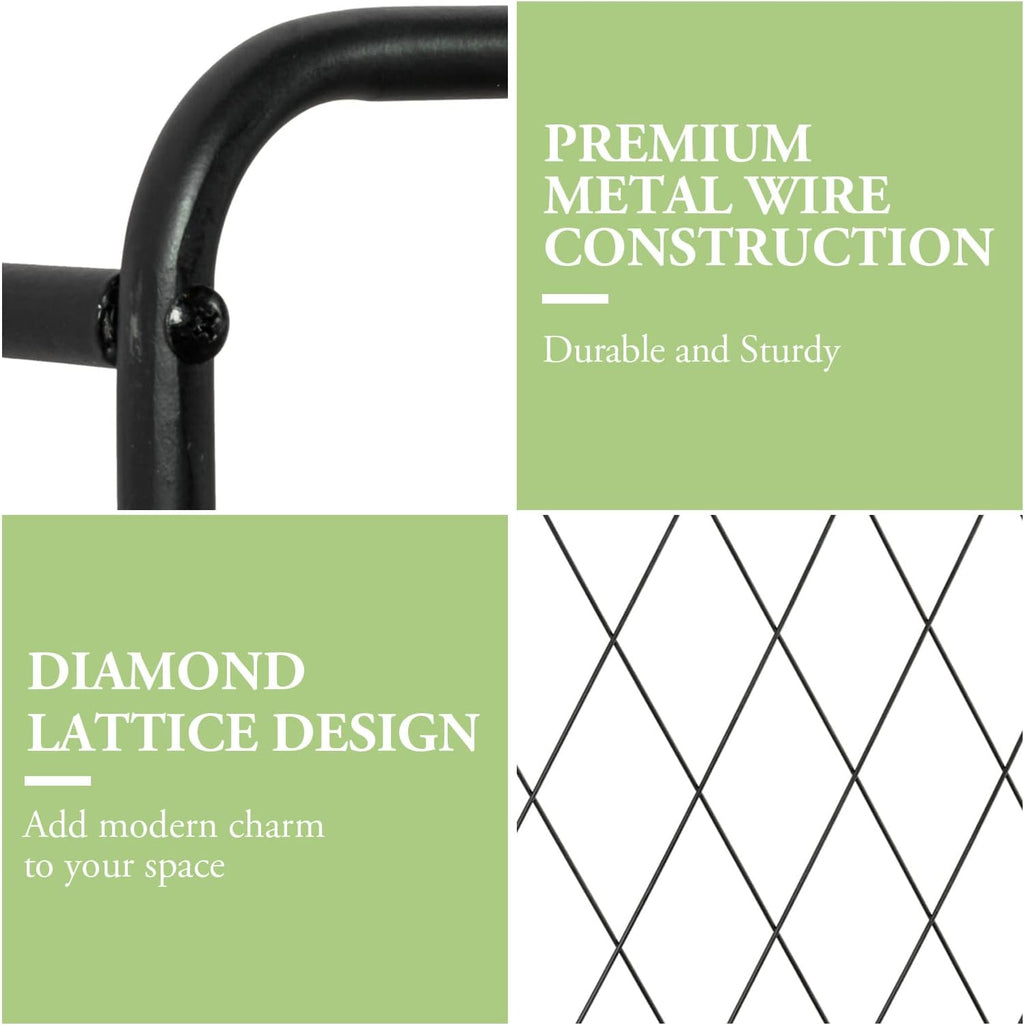 MyGift 50"x24" Wall Mounted Garden Trellis, Black Metal Lattice Panels for Outside, Hanging Lattice Support Frame for Outdoor or Indoor Climbing Plants, 1 Panel