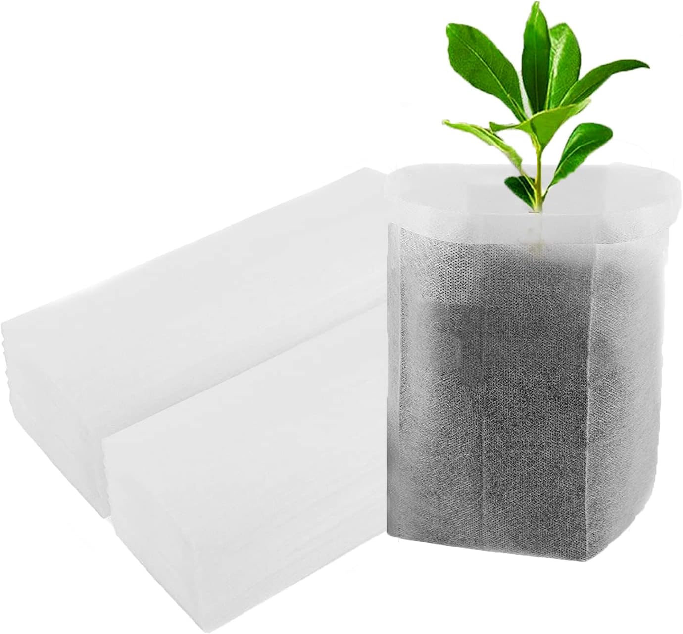 100Pcs Nursery Growing Bags，5.8"x5"nonwoven Fabric Seedlings Grow Bag for Plants，Fabric Plant pots,Potato, Flower, Tomato Solid Seed Starter Bags