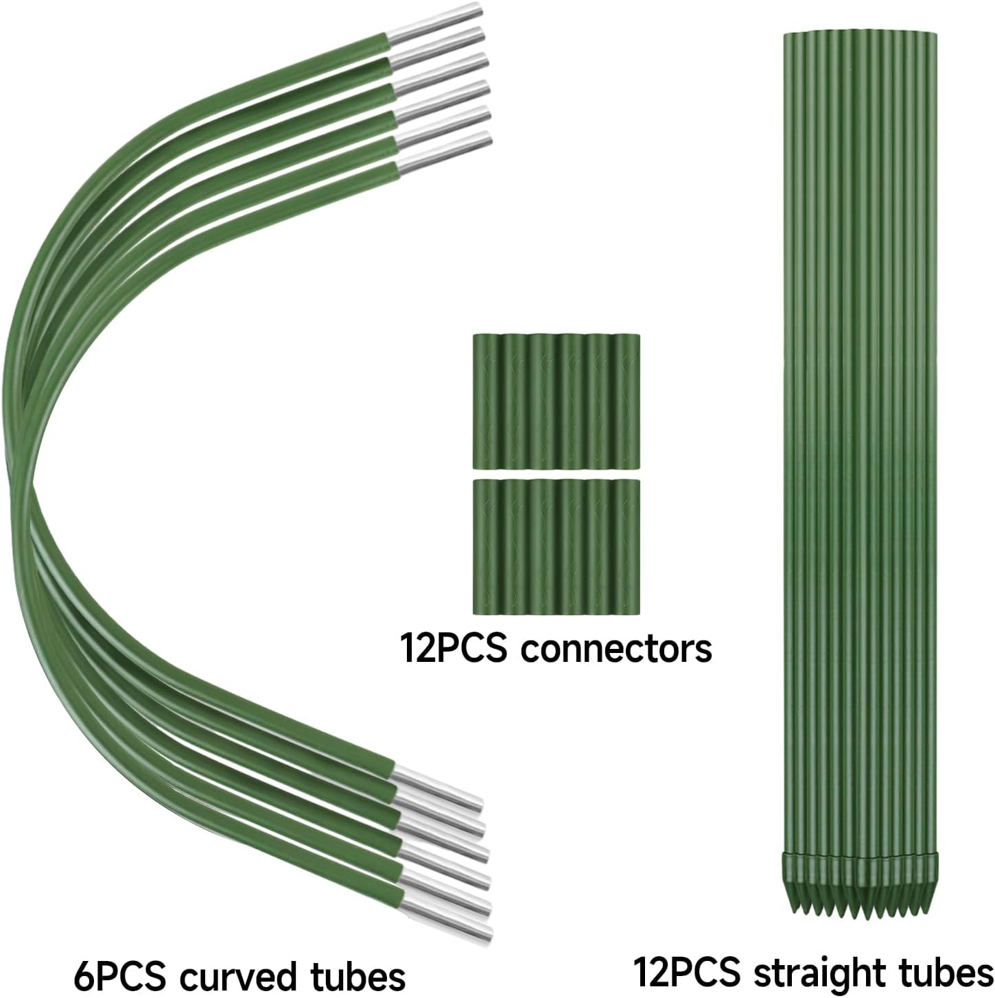 FOTMISHU 6Pcs Greenhouse Hoops, 23.6" x 25.6" Garden Hoops Rust-Free Grow Tunnel 4.9ft Long Steel with Plastic Coated Support Hoops Frame for Garden Fabric, Plant Support Garden Stakes